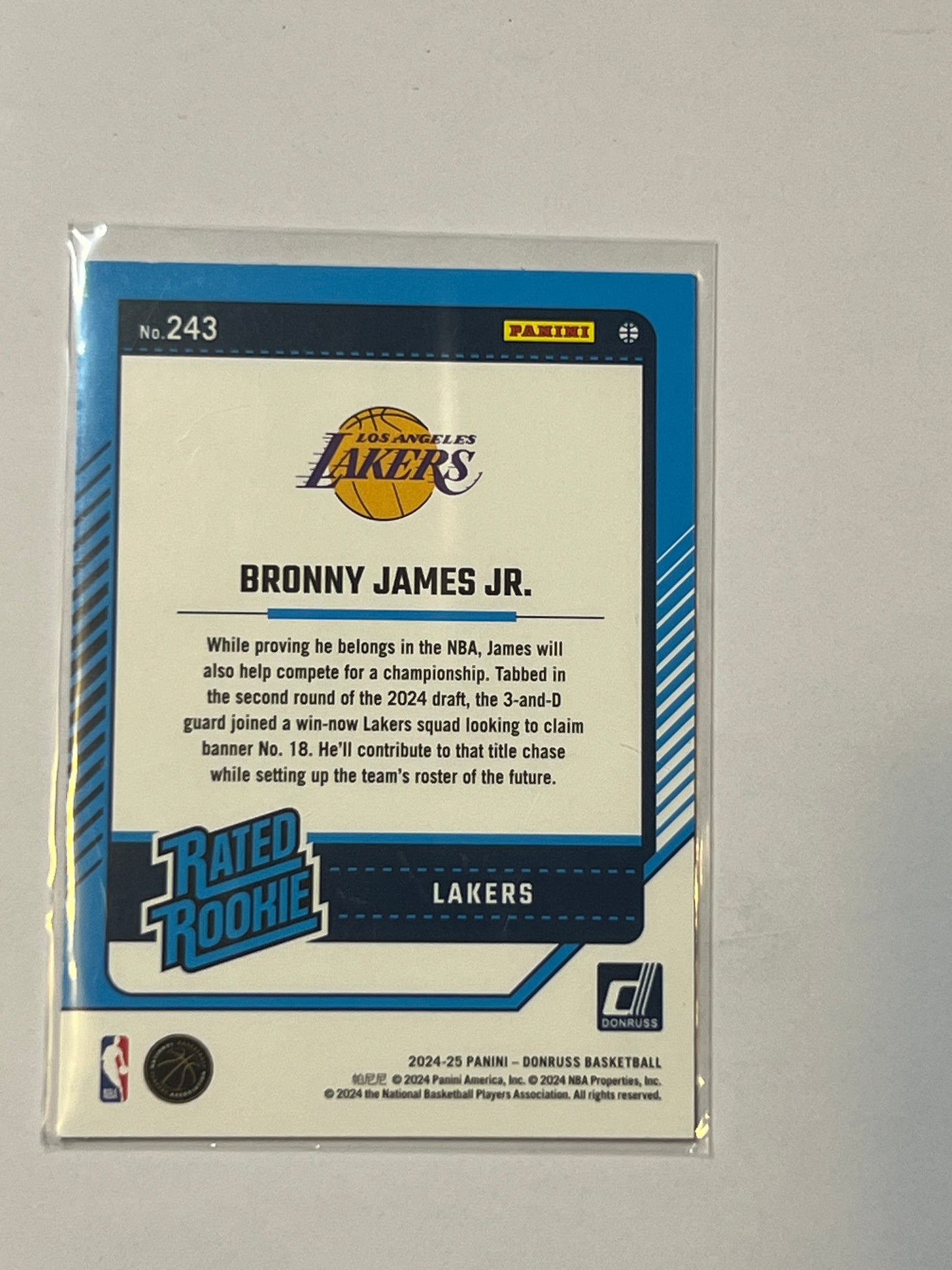 2024 PANINI DONRUSS RATED ROOKIE Bronny James