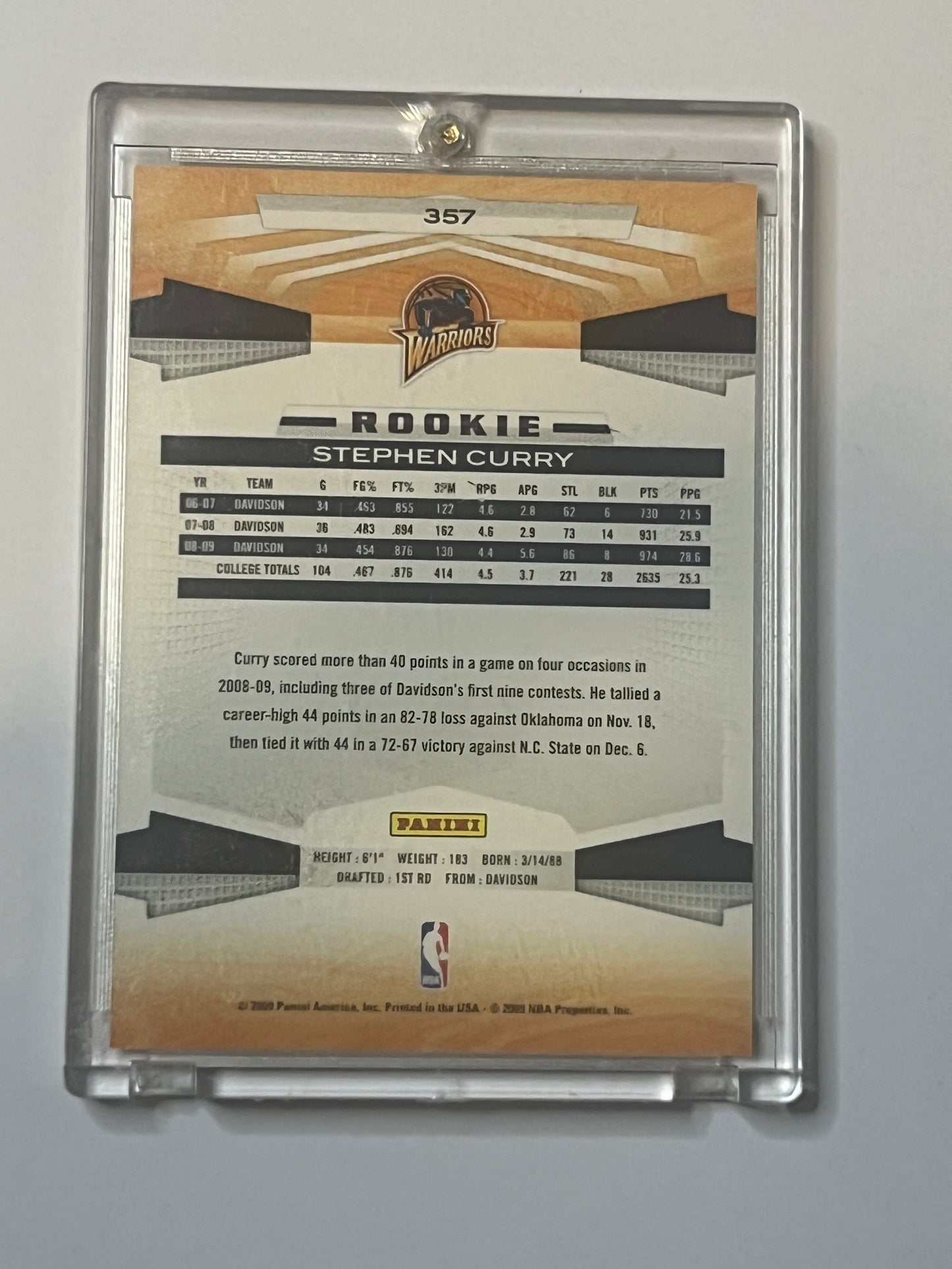 2009 PANINI AMERICA Steph Curry ROOKIE CARD
