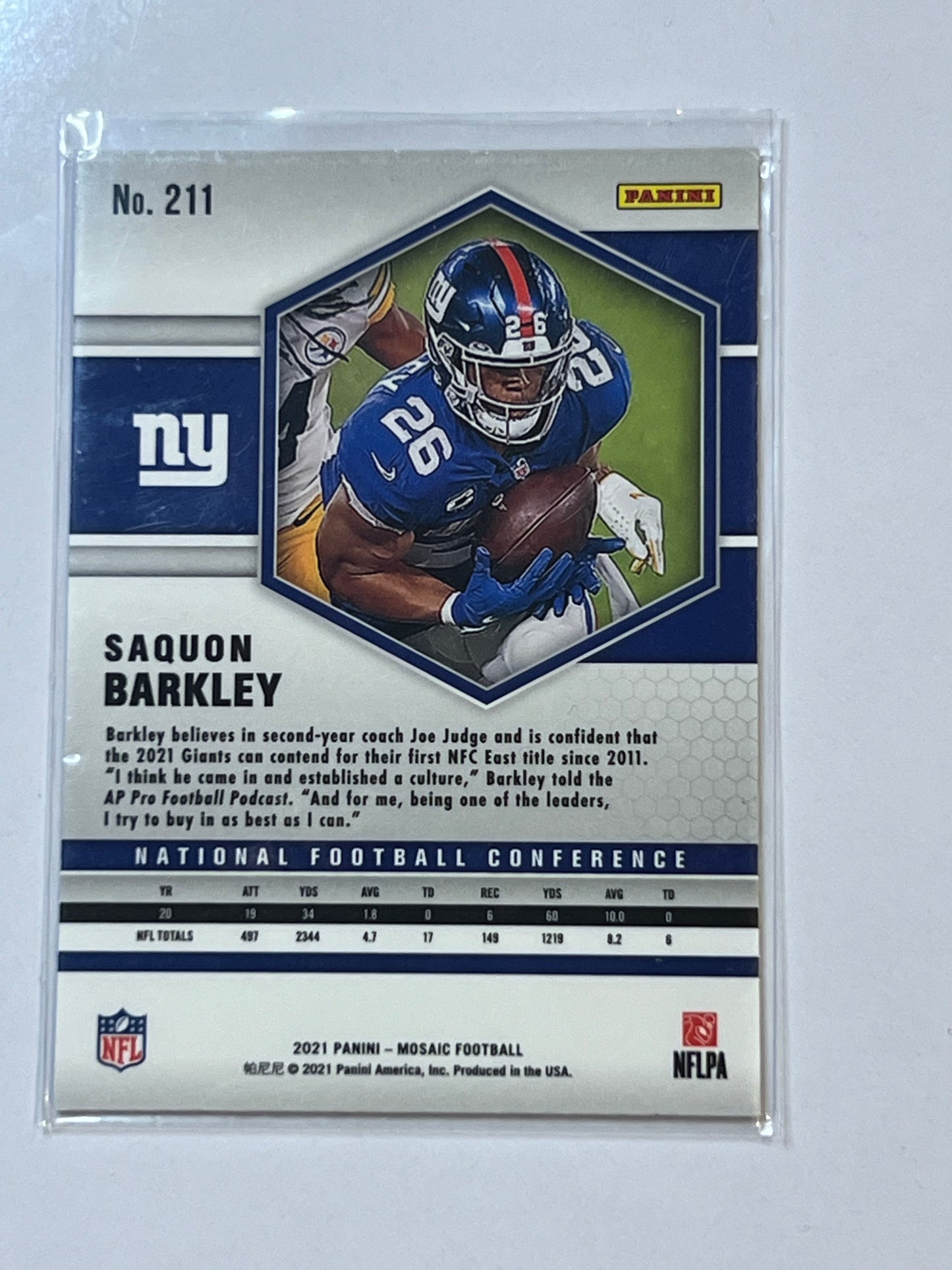 Saquan Barkley 2021 PANINI MOSAIC and Evan Neal, Daniel Bellinger 2021 ROOKIE MOSAICS