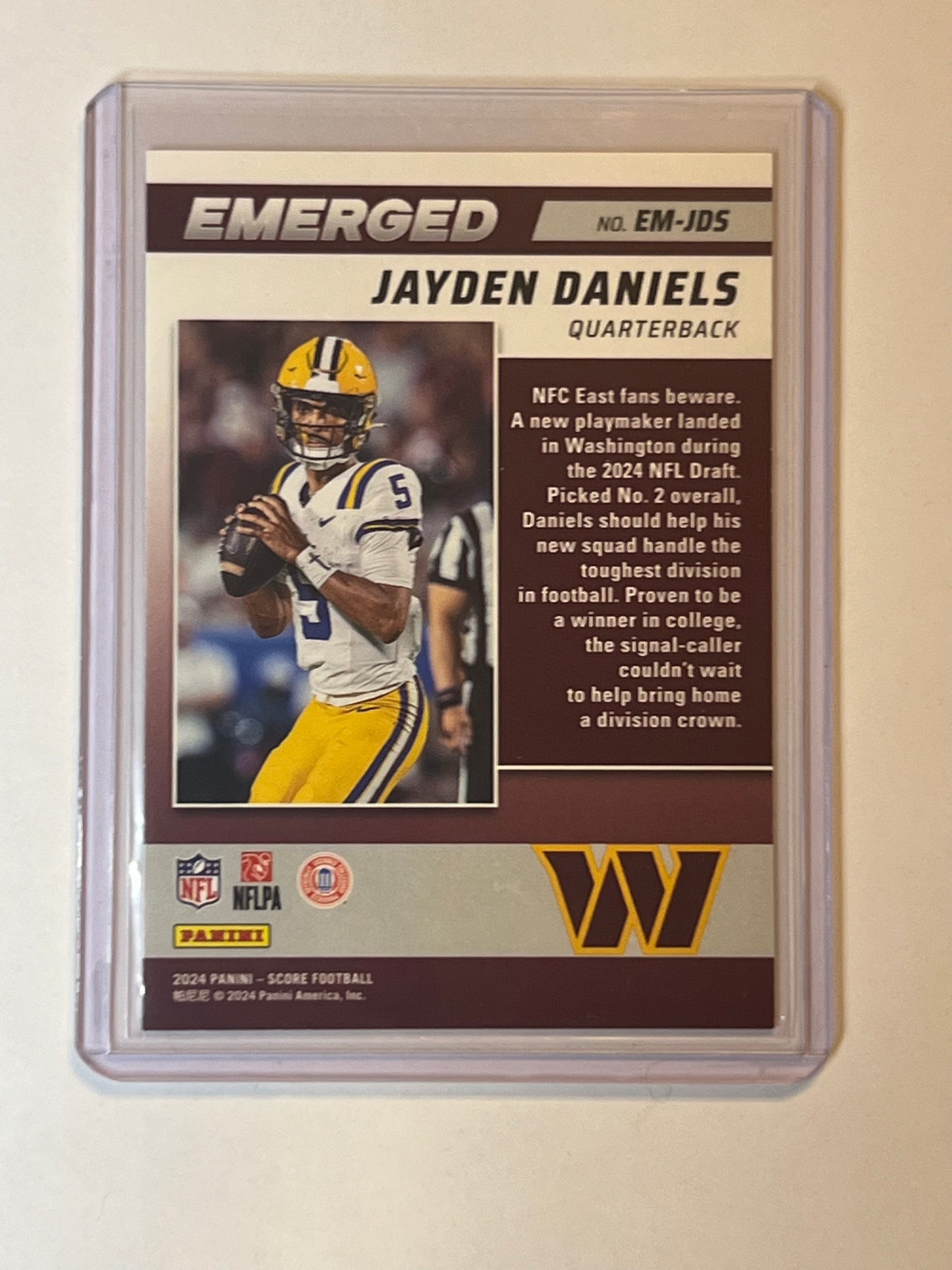 2024 SCORE EMERGED Jayden Daniels #EM-JDS ROOKIE CARD WASHINGTON COMMANDERS