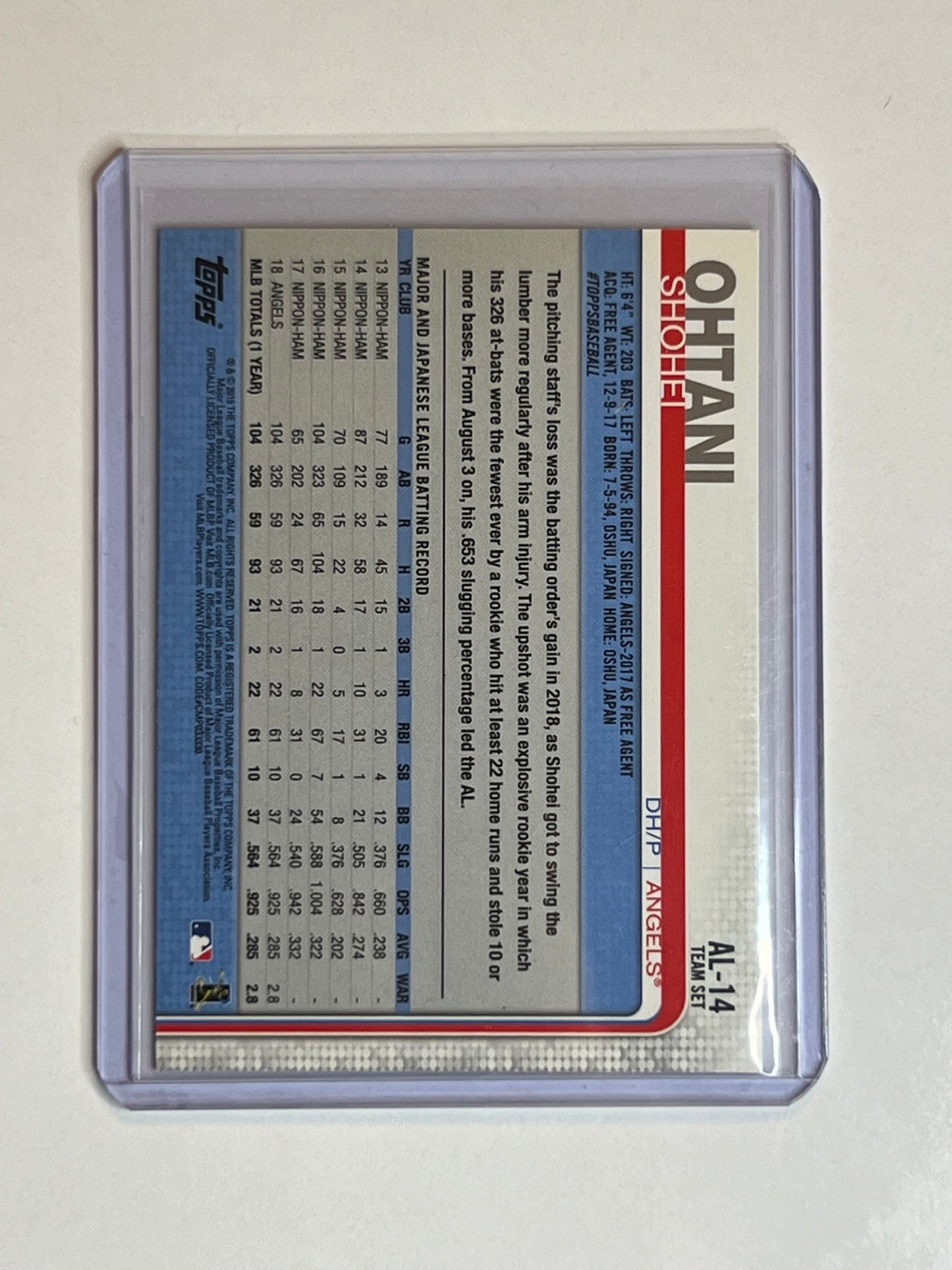 2019 TOPPS BASEBALL Shohei Ohtani ALL-STAR ROOKIE CARD
