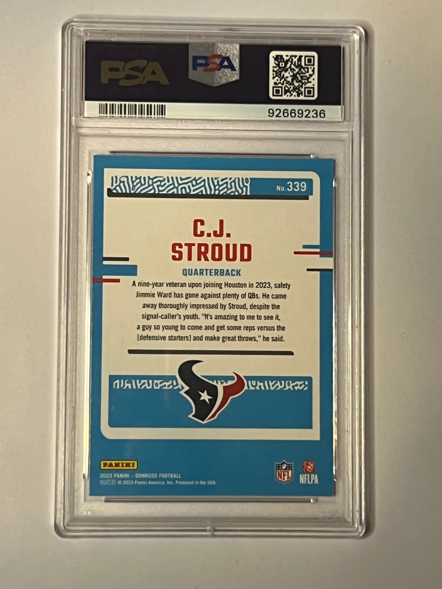 2023 Panini DONRUSS rated rookie C.J Stroud #339
