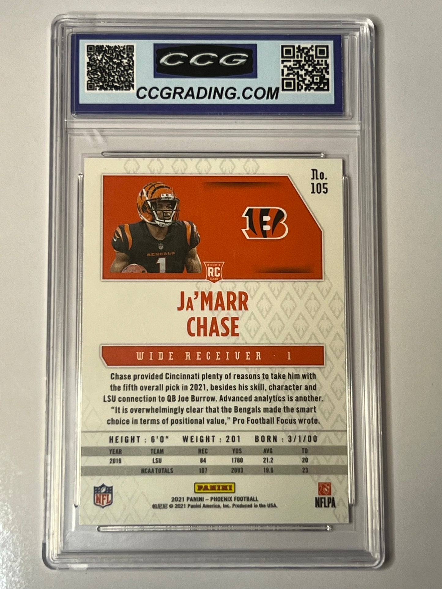 2021 Ja’Marr Chase PANINI PHOENIX ROOKIE #105 FIRE BURST