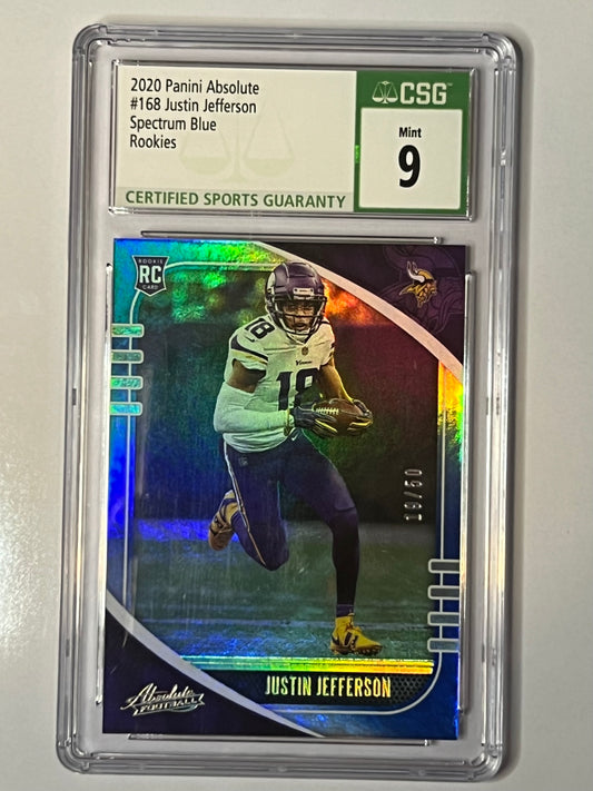 2020 PANINI ABSOLUTE #168 Justin Jefferson SPECTRUM BLUE ROOKIES OUT OF 50