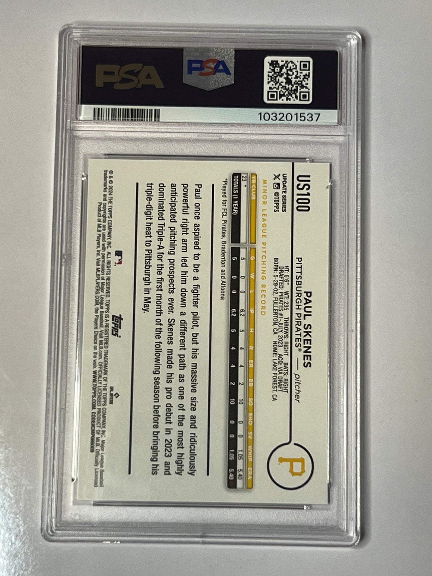 2024 TOPPS UPDATE  Paul Skenes ROOKIE CARD