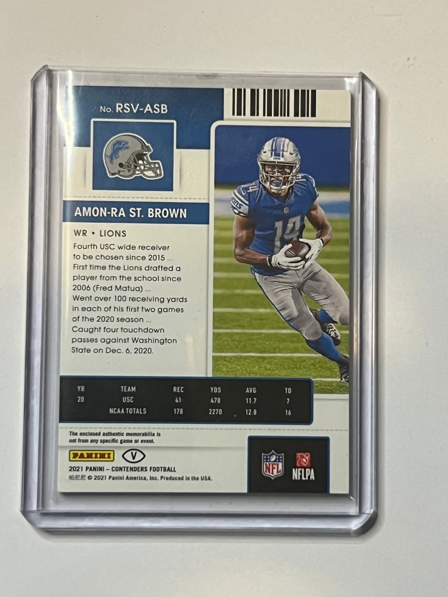2021 Amon-Ra St Brown rookie ticket green patch