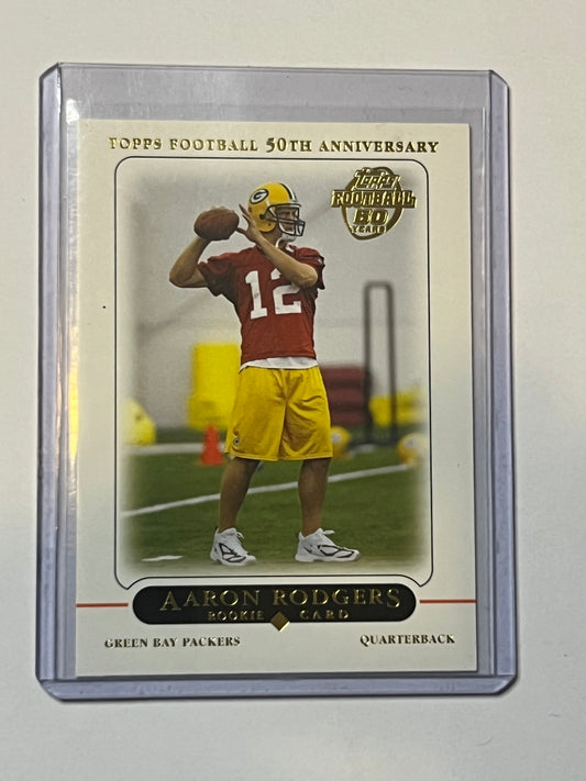 Aaron Rodgers ROOKIE CAMP TOPPS FOOTBALL 50TH ANNIVERSARY