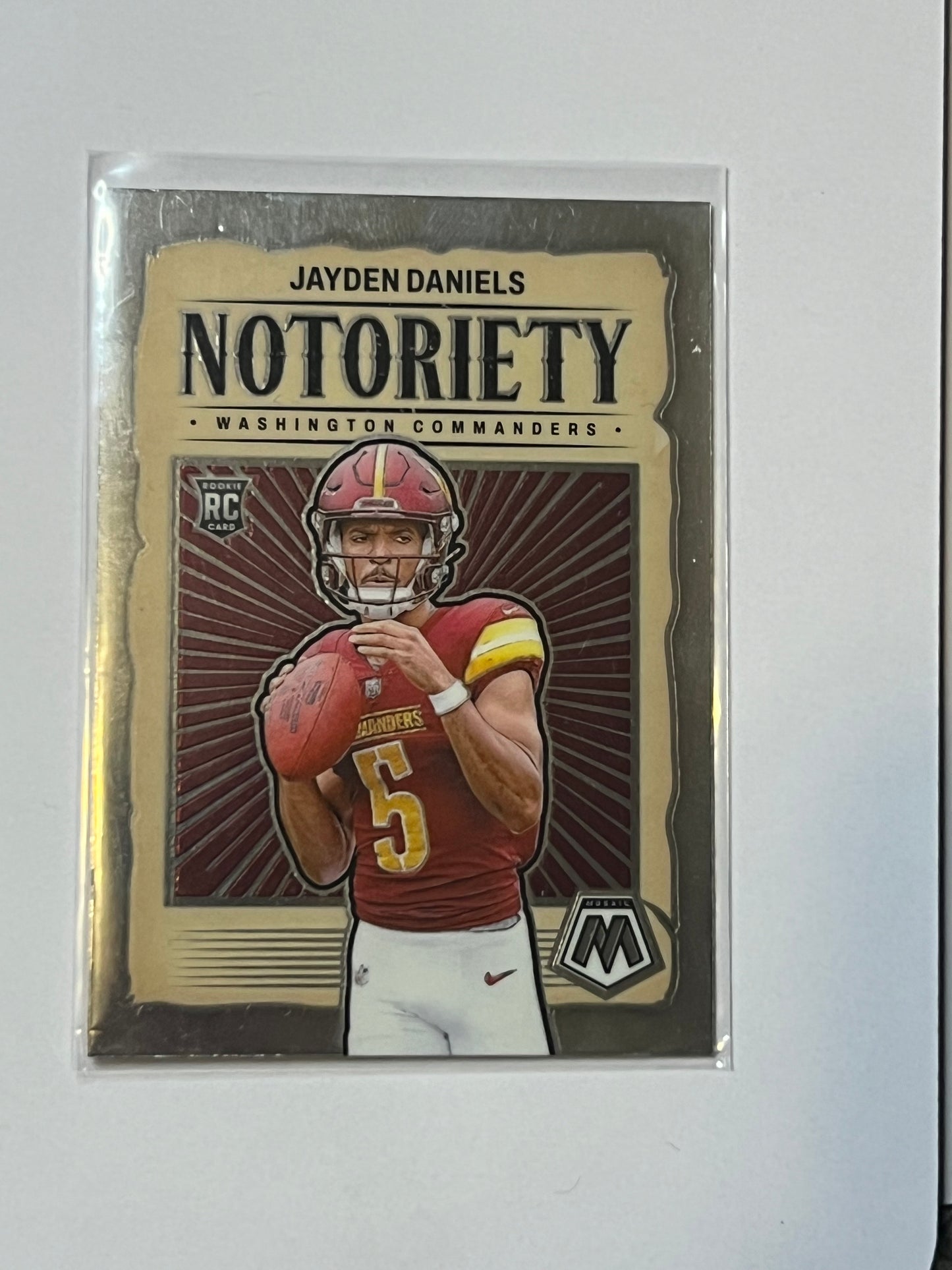 2024 Jayden Daniels PANINI MOSAIC NOTORIETY INSERT ROOKIE SP #19 RC COMMANDERS