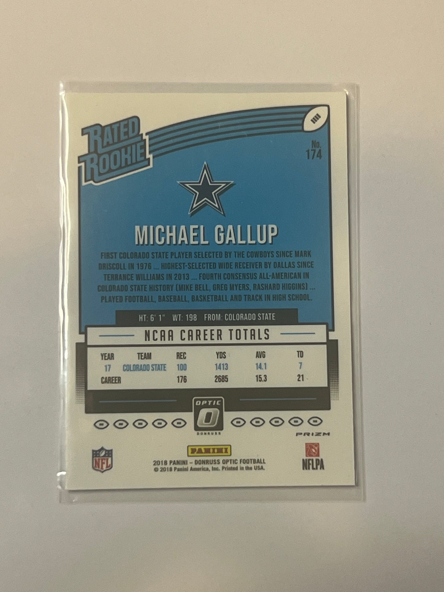 Michael Gallup 2018 DONRUSS OPTIC RATED ROOKIE CARD SLIVER