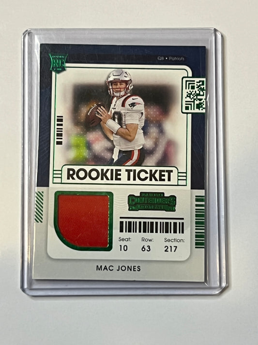 2021 PANINI CONTENDERS Mac Jones ROOKIE TICKET SWATCH GREEN FOIL