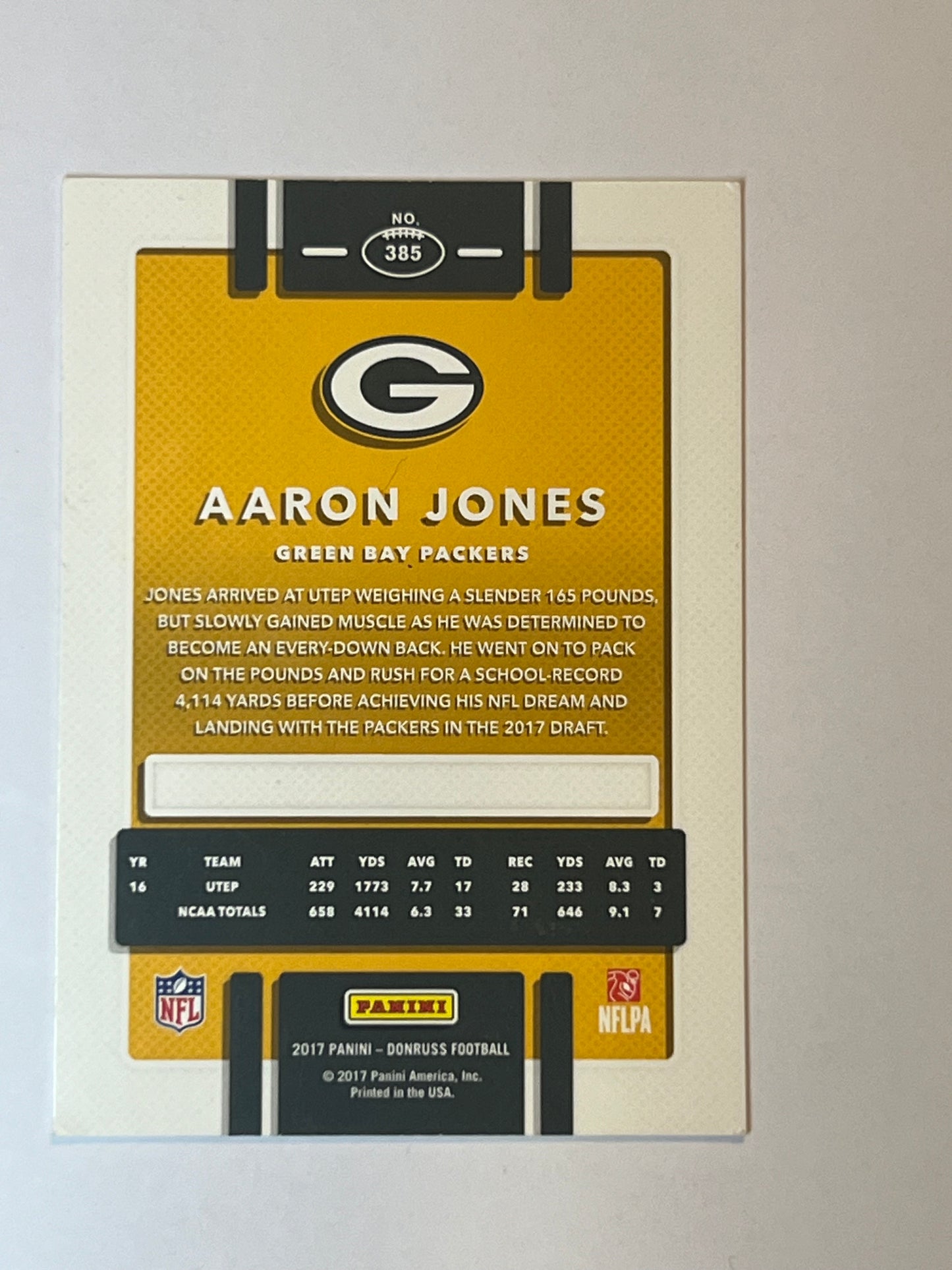 PANINI DONRUSS Aaron Jones RC ROOKIE CARD