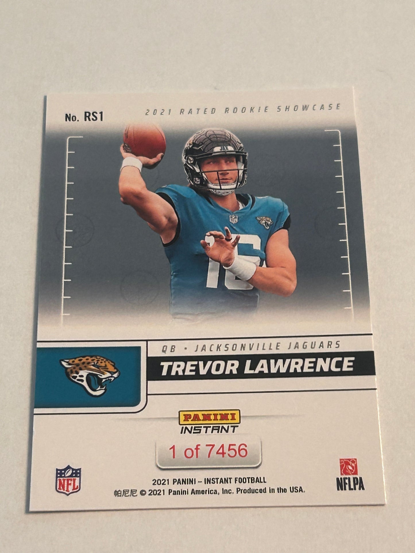 Trevor Lawrence 2021 PANINI INSTANT RATED ROOKIE SHOWCASE ROOKIE CARD #RS1