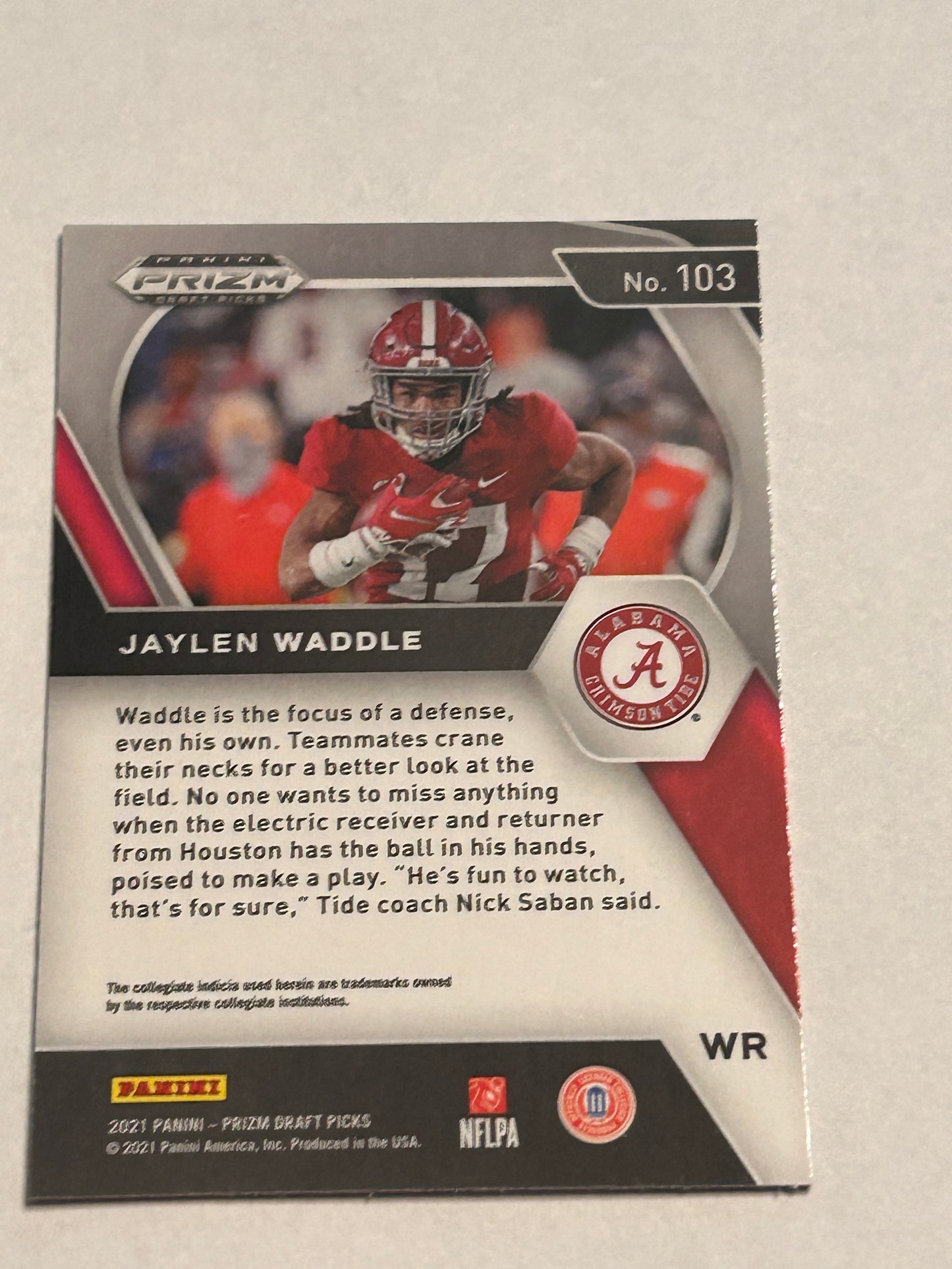 2021 PANINI PRIZM DRAFT PICKS Jaylen Waddle ROOKIE CARD #103