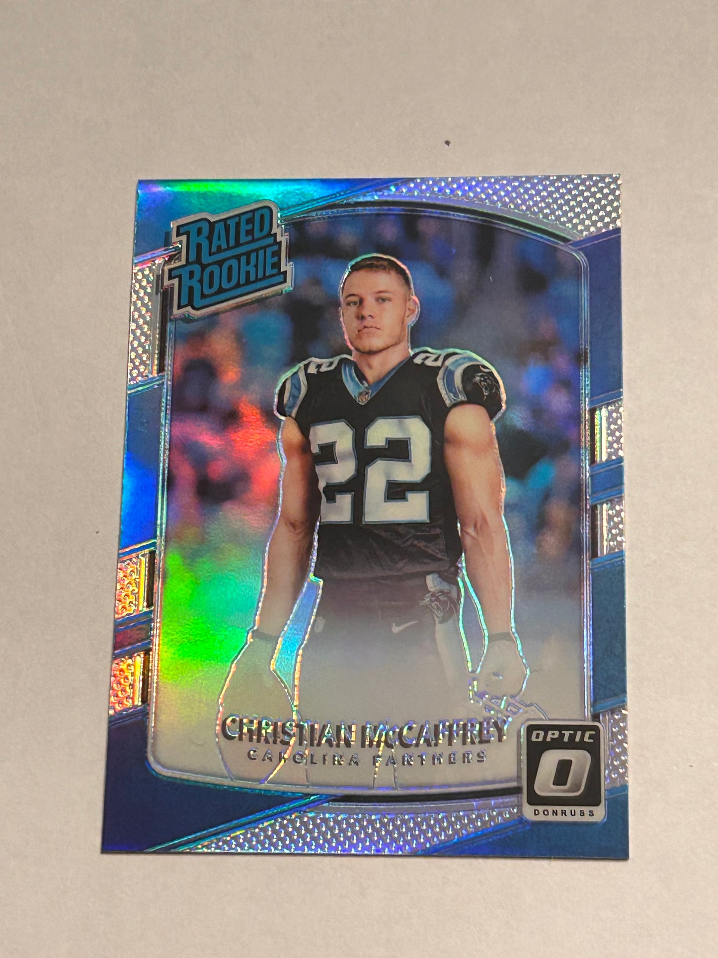 2017 PANINI DONRUSS OPTIC Christian McCaffrey CAROLINA PANTHERS RATED ROOKIE CARD