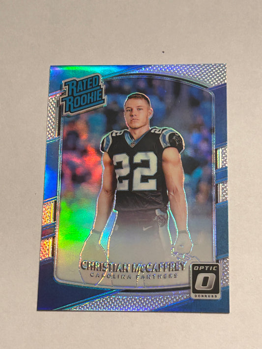 2017 PANINI DONRUSS OPTIC Christian McCaffrey CAROLINA PANTHERS RATED ROOKIE CARD
